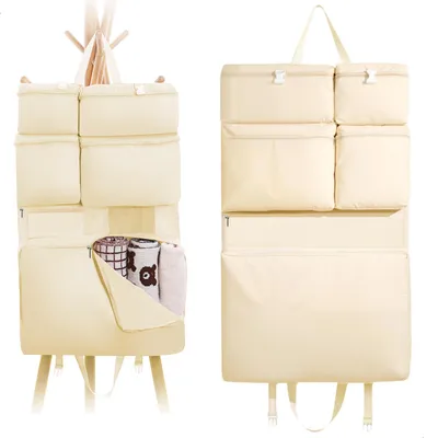 Image de Armoire de rangement suspendue, organiseur mural pour l'intérieur de la porte, organiseur mural à sept compartiments, organiseur mural pour vêtements, chaussettes et documents (beige)