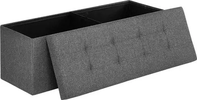 Produktbild von Famanu Pouf mit Stauraum - 120 Liter - Sitzbank - Fußbank - Grau