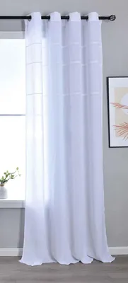 Produktbild von Halbtransparentes Vorhang mit Ösen, Weiß, "Leipzig", Kettenmuster, lichtdurchlässig, elegante Struktur, 245 x 145 cm, Artikelnummer: 202450