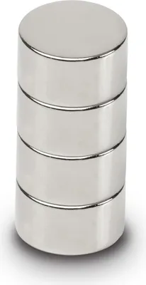 Image de MAUL Aimant rond 4 pièces 8 kg Acier Métal Néodyme magnétique Ø 1,5 x 1 cm argenté