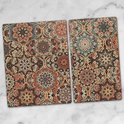 Produktbild von Glas-Herdabdeckplatten Glaskeramikkochfeld-Abdeckung Spritzschutz Schneidebrett Zweiteilige Glas 70x52 cm Mosaik