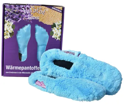Produktbild von Habibi Wärmeschuhe Slippers Hausschuhe Wärmepantoffeln türkis Größe M (EU 37-40) für Mikrowelle und Backofen