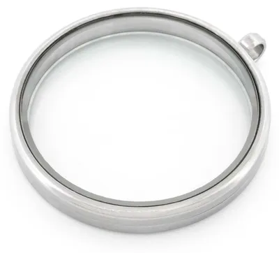 Produktbild von Vintageparts Glasmedaillon Edelstahl Schraubverschluss befüllbar platinfarben rund 45 mm, 1 Stück