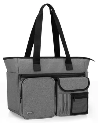Imagen del producto de Bolso de mano para enfermeras con compartimento para portátil y múltiples compartimentos, color gris