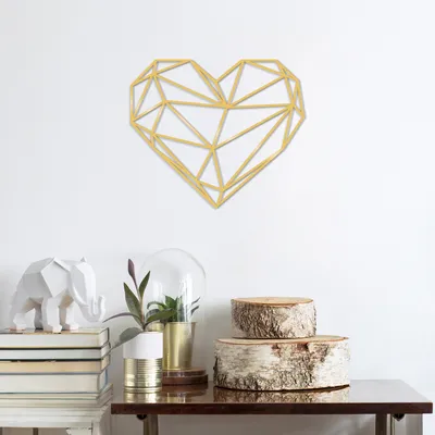 Immagine prodotto di Wallity, Cuore in metallo decorato - Oro, Decorazione da parete, Oro, Metallo, 47 x 40 cm