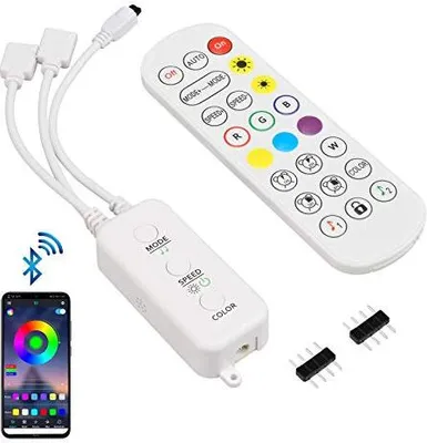 Produktbild von Bluetooth LED-Streifensteuerelemente Controller, Musiksynchronisierungs-App-Ersatzkompatible 5V-24V 4-Pin RGB (AC-Adapter nicht enthalten)