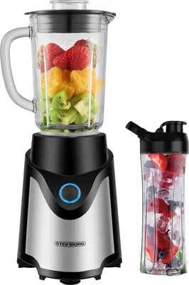Obrázek produktu pro Mixér Steinborg s kelímkem na smoothie | 600 ml skleněný džbán + 570 ml kelímek na smoothie | vysoce kvalitní šestinásobný ocelový nůž | bez BPA | 500 wattů