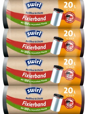 Produktbild von Swirl Reißfest & Dicht Müllbeutel 20l 60 Stk tropfsichere Müllsäcke für