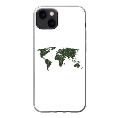 Produktbild von MuchoWow® Handyhülle Schutzhülle Hülle für iPhone 13 Weltkarte - Grün - Blätter Silikon Softcase Handy Hülle - Karteninhaber