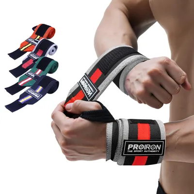 Obrázek produktu pro Ortézy na zápěstí – Vysoká podpora – Zápěstní bandáže – Zápěstíové fixy – Pro posilování – Délka 55 cm s otvorem pro palec – Zápěstíové ortézy