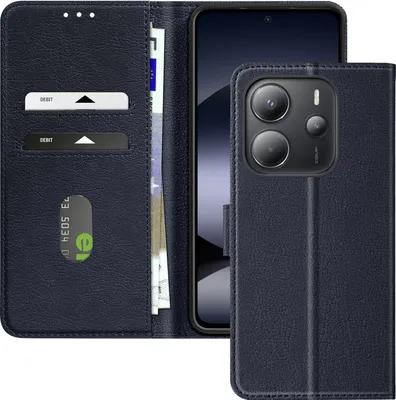 Produktbild von Avizar, Kunstlederetui mit Standfunktion Xiaomi Redmi Note 14 4G, Nachtblau