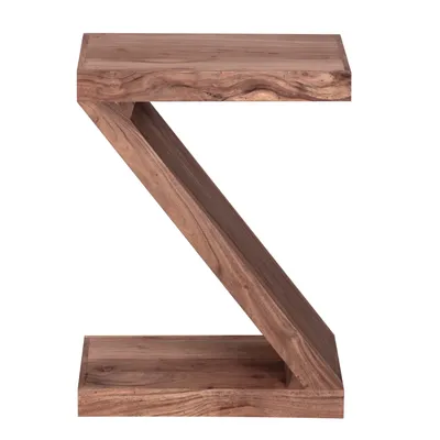 Produktbild von Wohnling Akazie Massivholz Beistelltisch \"Z\" Cube 44 x 30 x 59 cm mit Ablage; WL1.456