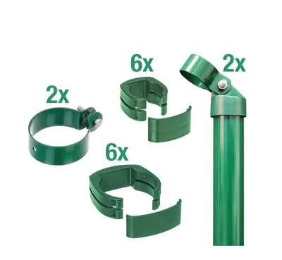 Image de Alberts 601645 Kit de raccordement d'un portail en treillis ondulé à un treillis soudé Fix-Clip Pro®, kit,2s, phosphaté zinc vert, à bétonner, Ø du poteau de portail : 60 mm, hauteur de la clôture : 1020 mm