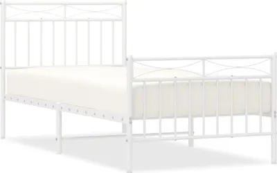 Produktbild von vidaXL Bettgestell mit Kopf- und Fußteil Metall Weiß 90x200 cm