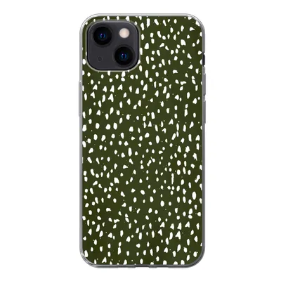 Produktbild von MuchoWow® Handyhülle Schutzhülle Hülle für iPhone 13 mini Polka dots - Weiß - Schwarz Silikon Softcase Handy Hülle - Softcase