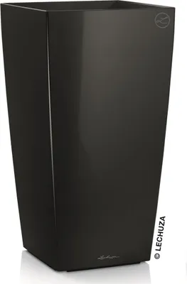 Zdjęcie produktu dla Donica Doniczka Lechuza Do Domu Na Taras CUBICO Premium 22/22/41 czarny połysk