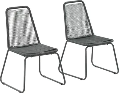 Image de Chaises d'extérieur lot de 2 Résine tressée Noir