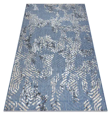 Obrázok produktu pre Koberec Štrukturálny SOLE D3841 šesťuholníkov - ploché tkanie modrý / béžový modrý 200x290 cm