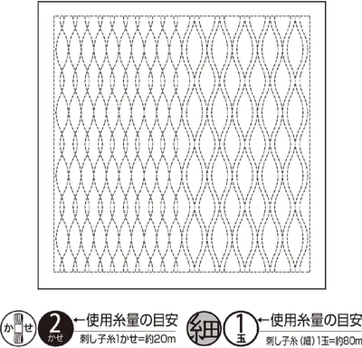 Produktbild von Olympus Sashiko Sampler (nur Stoff) "Hana Fukin (Weiß) Tatewaku Nagomi Series", Stoff bedruckt, 34x34cm, Hergestellt in Japan