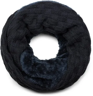 Produktbild von styleBREAKER Damen Loop Schal mit Flechtmuster | warmer Feinstrick Schlauchschal 58x21 cm | weiches Teddyfleece Futter | Winter & Übergang