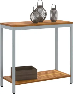 Obrázek produktu pro vidaXL Venkovní stůl s policí, přírodní a šedý, 80 x 35 x 75 cm