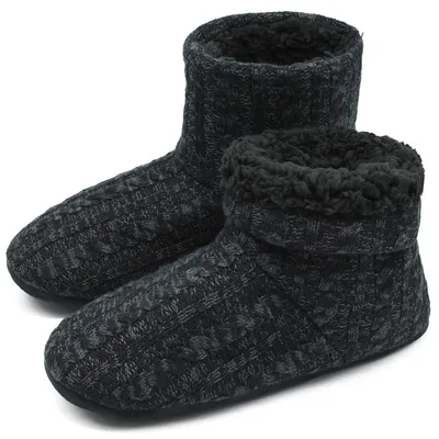 Image de Chaussons pour homme - Doublure polaire - Semelle antidérapante - Chauds