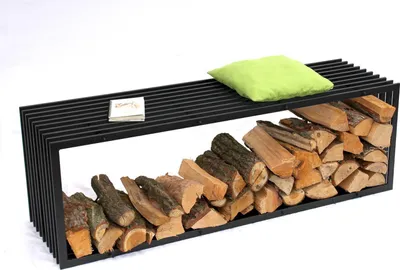 Produktbild von Kaminholzständer Bank D-Stil 150 cm Kaminholzregal 10104 Holzkorb Kaminholzhalter