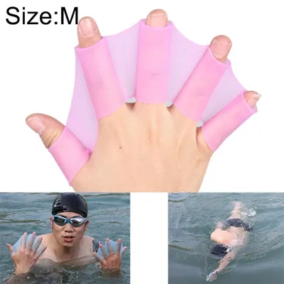 Productafbeelding van Siliconen zwemvliezen, handflenzen voor training, handschoenen, maat L (magenta), grootte: M, kleur: paarsrood