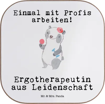 Produktbild von Mr. & Mrs. Panda Untersetzer für Gläser Ergotherapeutin Leidenschaft - Weiß - Geschenk, Beruf, Spruch, Ausbildung, Tischschoner, Lustig, gläseruntersetzer, Coaster, Glas