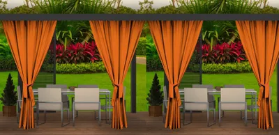 Produktbild von 4 Stück Outdoor Vorhang Orange 155cm breite x240cm Höhe |Ovorhang blickdicht Outdoor | Vorhang Wetterfest | Outdoor vorhänge für Terrasse, Garten, Veranda, Pergola