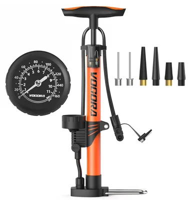 Image de Omgoods - Pompe à vélo avec manomètre, compatible avec les valves Presta et Schrader