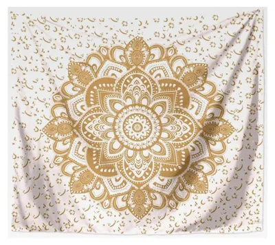 Produktbild von Wandbehang Mandala indisch 200 x 150 cm Weiß Gold Polyester Wandtuch