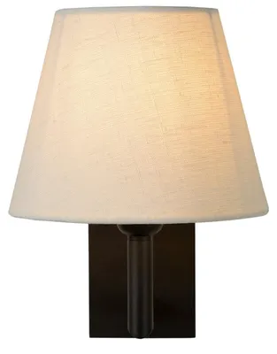 Productafbeelding van Atmooz Finn wandlamp voor binnen – E14 – Zwart met zwart-witte lampenkap – Industrieel design – Geschikt voor woon- of slaapkamer – Hoogte 20 cm – Metaal