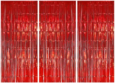 Produktbild von 3er-Set Lametta-Vorhang in Rot, 91x244 cm