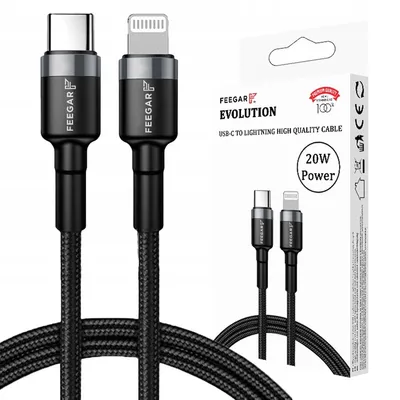 Produktbild von Feegar USB-C LIGHTNING KABEL für iPhone iPad PD 20W SCHNELLES LADEN Nylon