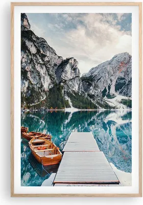 Produktbild von Gerahmtes Poster - Rahmen in heller Eiche - Boote Berge Hafen - 61x91,5 cm - Wand Bild - Wanddeko - Wandbilder - Kunstposter - Wandposter - Bilderrahmen - Bilder - Kunstdruck - P2NPA61x91-5068