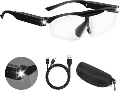 Produktbild von 300% Lupenbrille mit Licht, Vergrößerungsbrille, Vergrößerungsfaktor, Lupenbrille, Freihändige Leselupe, USB Wiederaufladbare, für Senioren, Hobbys