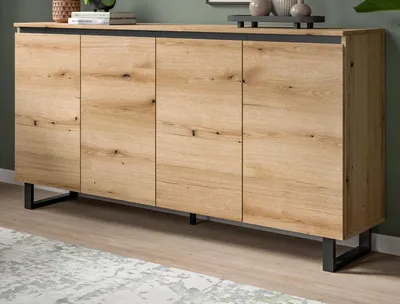 Produktbild von Sideboard "Gelia" in Evoke Eiche und schwarz Kommode 160 x 84 cm, Soft-Close