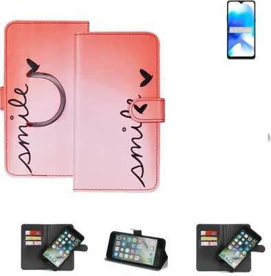 Produktbild von K-S-Trade Schutzhülle Handyhülle kompatibel mit Blackview A80s Hülle cover bookstyle Etui ''smile'' rot Standfunktion Kameraschutz (1Stk)