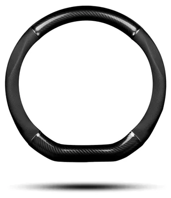 Produktbild von Auto Lenkradbezug Rutschfester Auto Lenkradschutz D-Form Kohlefaser & Kunstleder für Durchmesser 38cm (15 ") (Schwarz)