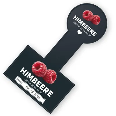 Produktbild von Itenga 50 x Kombi Marmeladenetikett für Deckel und Glas - Himbeere - schwarz