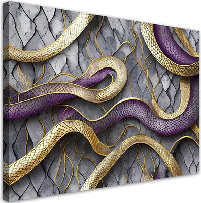 Produktbild von Leinwandbild Schlangenstruktur Glamour Gold Lila 120x80 Feeby Gold bild für die wand bereit zum aufhängen