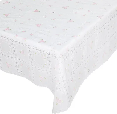 Produktbild von Tischdecke Lace Vinyl Häkelspitze Blumen Weiß Robust Wasserabweisend Breite 140 cm Länge 2000 cm