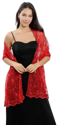 Immagine prodotto di Stola leggera con paillettes, colore rosso, da donna