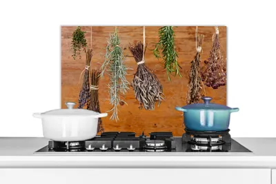 Obrázok produktu pre KitchenYeah® Kuchynský splashback - Kuchynský splashback - Ochrana steny sporáka a drezu - Sušené bylinky 70x50 - Alu-Dibond (alternatíva sklenených splashbackov) - Tepelne odolný - Splashback na sporák -