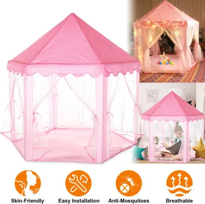 Image de Tente pour enfants Tente pour bébé Maison de jeu Princesse Tente de jeu Piscine à balles Grotte de jeu Tente Rose