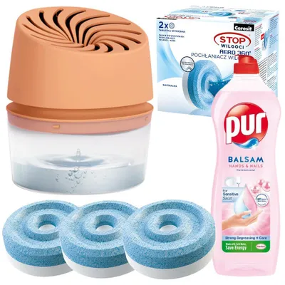 Obrázek produktu pro Ceresit AERO 360 Broskev – pohlcovač vlhkosti + 2x Ceresit pohlcovací tablety 450 g, neutrální + PUR čisticí emulze 750 ml