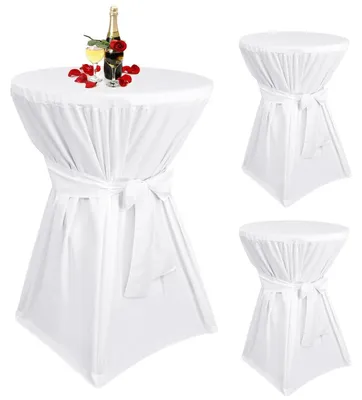Produktbild von Stehtischhusse 3 Stück Weiß für Ø 70-75 cm Stehtische aus Polyester mit Fußtaschen