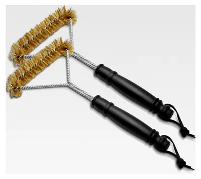 Produktbild von Dreieckige Grillbürste 30,5 cm mit Messingborsten für Grillrost, Gasgrill, Holzkohlegrill, Gusseisengrill