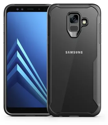A product shot of a Samsung phone with a protective case.